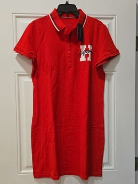 Tommy Hilfiger Red Polo Shirt Dress with Contrasting Collar